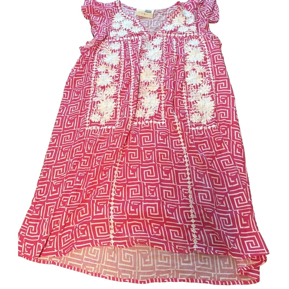 Savanna Jane Size Small Bright Pink White Floral Dress/Cover Up Lined